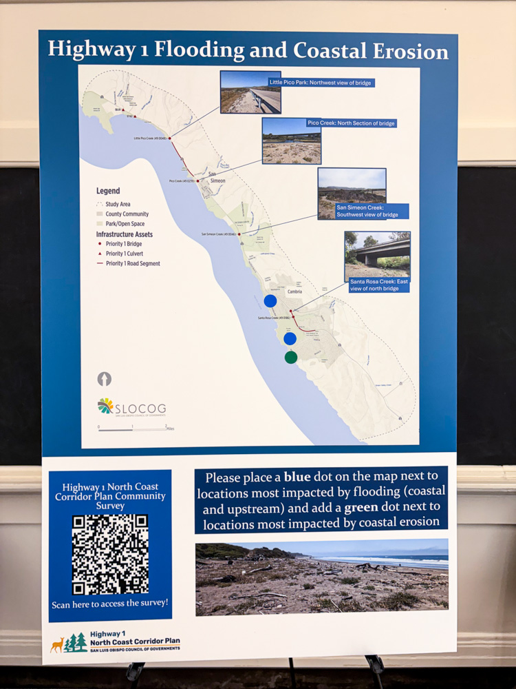 Information boards and community feedback set up on easels at the Coast Unified School District for a Visioning Workshop